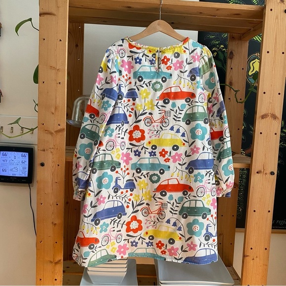 Mini Boden Colorful Vehicles Bikes Floral Print Long Sleeve Dress 9 - Picture 3 of 16